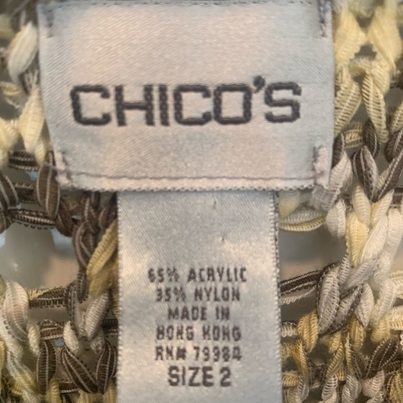 Chico's Crochet Pullover V-Neck Sweater in Earth Tones Women's Size 2 La… - Picture 6 of 10